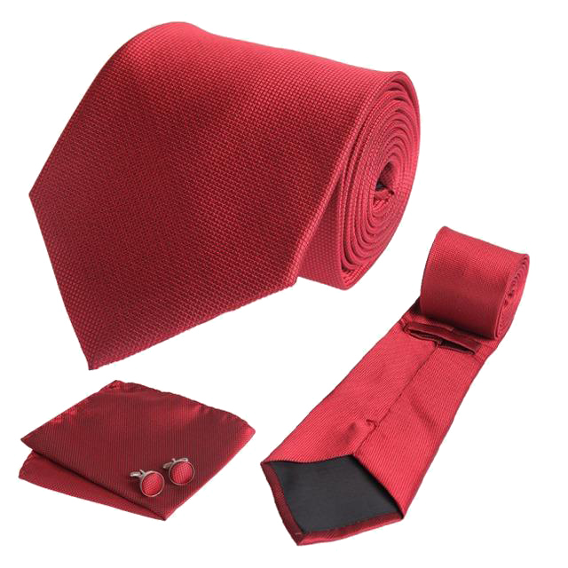 Σετ γραβάτα, μανικετόκουμπα και μαντήλι μονόχρωμο κόκκινο OEM 30140