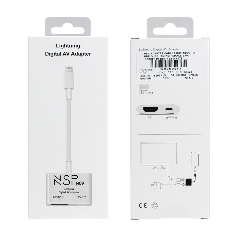 NSP N09 8289415 Αντάπτορας Lightning αρσενικό σε HDMI 4K / Lightning θηλυκό