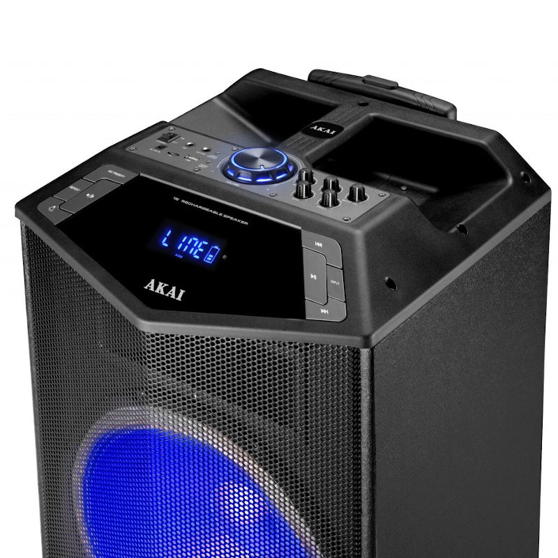 Akai ABTS-DK15 Φορητό ηχείο karaoke με Bluetooth, LED, ασ. μικρόφωνο και υποδοχή για μικρόφωνο και όργανο – 50 W RMS