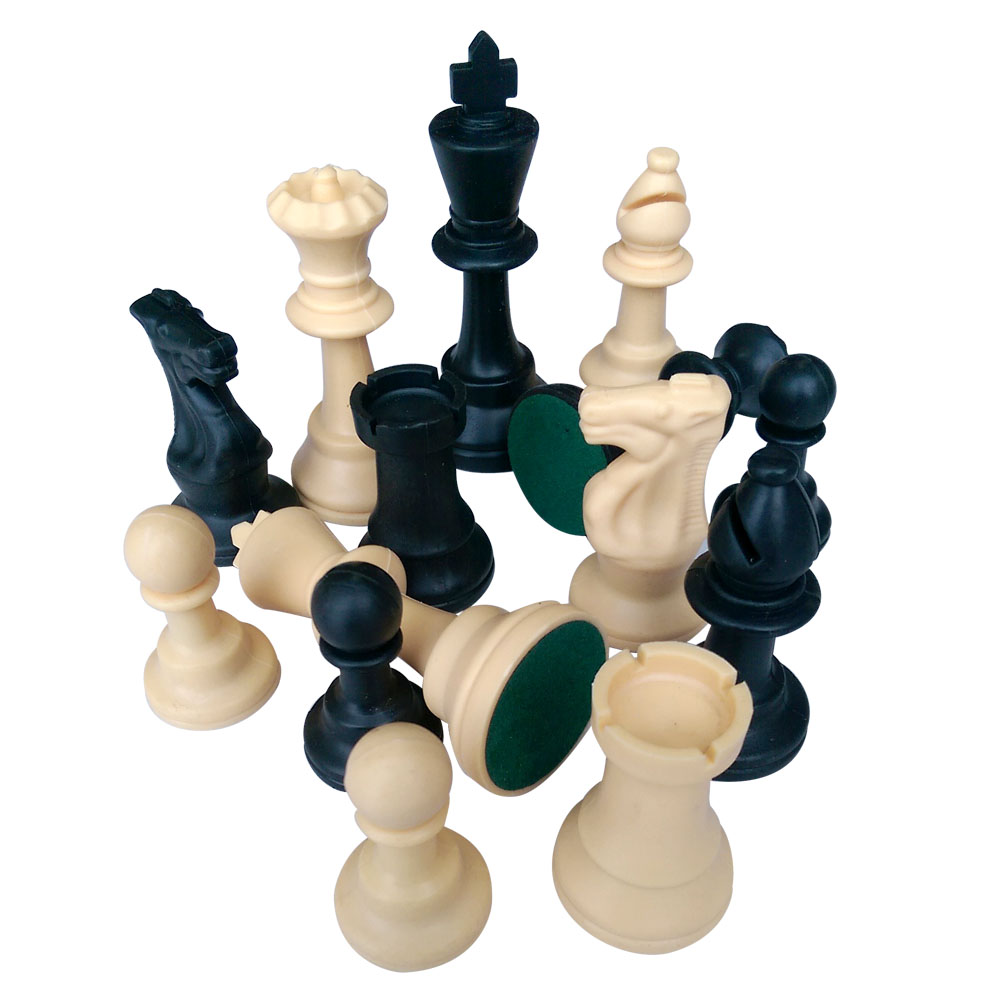 Πιόνια για σκάκι πλαστικά 95 mm 410 gr.  μαύρο και κρεμ Platinium Games 01.11.119