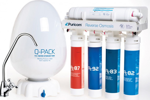 ​Σύστημα καθαρισμού νερού 6 σταδίων με αντίστροφη όσμωσης Puricom FT RO Pump Mineral Q-Pack