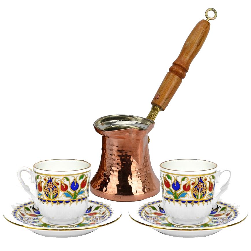 Χάλκινο Μπρίκι Ελληνικού Καφέ - Ξύλινη Λαβή ( σετ 5 Μπρίκια )