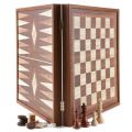 Τάβλι - Σκάκι χειροποίητο 41x41cm από ξύλο ελιάς και disign σε χρώμα ξύλου καρυδιάς Μανόπουλος STP36E