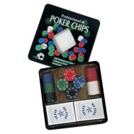 Μεταλλικό κουτί Poker Chips με 100 μάρκες τύπου καζίνου 4gr  &  2 τράπουλες χάρτινες poker 700555