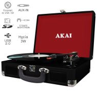 Akai ATT-E10 Πικάπ βαλίτσα με εγγραφή σε USB / κάρτα SD, Bluetooth, Aux-In και ενσωματωμένα ηχεία 3W