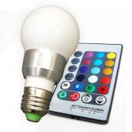 RGB Led Λάμπα E27 3Watt με Τηλεχειριστήριο Dimmer και Εναλλαγή Χρωμάτων