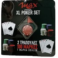 Σέτ πόκερ 2 τράπουλες 100 μάρκες & 1 μάρκα dealer MAX XL POKER SET