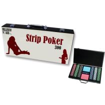 Ξυλινο Κουτί Strip Poker με 300 μάρκες Casino & 2 τράπουλες