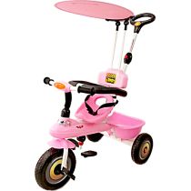Παιδικό τρίκυκλο ποδήλατο ροζ με μπάρα καθοδήγησης και τέντα 905S