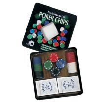 Μεταλλικό κουτί Poker Chips με 100 μάρκες τύπου καζίνου 4gr  &  2 τράπουλες χάρτινες poker 700555