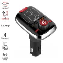 Akai FMT-74BT FM transmitter με Hands Free, φορτιστή αυτοκινήτου, Bluetooth, Aux-In / Out, micro SD, και 2 USB