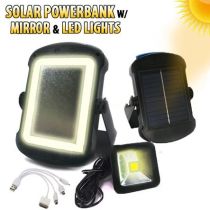  Power Bank - Ηλιακό φωτιστικό καθρέπτης - με έξτρα προβολέα LED και πλεξούδα φόρτισης κινητών 