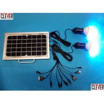 Hλιακό κιτ φωτισμού - solar energy kit - 5 Watt ολοκληρωμένο με 2 λάμπες LED - θύρα USB