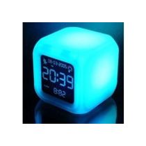 Επιτραπέζιο φωτιζόμενο ρολόι με θερμόμετρο με εναλλασσόμενο φωτισμό χρωμάτων
