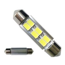 Σωληνωτός LED canbus 36 ΜΜ για πλαφονιέρα αυτοκινήτου 12Volt με 6 Led Super Bright και ψύκτρα (Σετ 2 τεμαχίων)