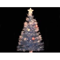 Χριστουγεννιάτικο Δέντρο Λευκό ύψους 120 cm με ενσωματωμένο φωτισμό πολύχρωμων οπτικών ινών-LED για άμεση λειτουργία (Δείτε βίντεο)