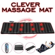 Clever Massage Mat – Θερμαινόμενο στρώμα με 4 ανεξάρτητες ζώνες μασάζ με τεχνολογία δόνησης– ώμοι, μέση, γλουτοί, γάμπες – Υλικό: 40% βαμβάκι, 60% πολυεστέρας – Διαστάσεις: 165cm * 58cm * 5cm 