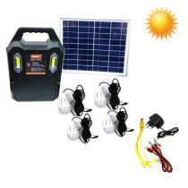 Ηλιακό πακέτο κιτ φωτισμού Panel για απαιτητικούς αυτονομία 50 ώρες + Power Bank μπαταρία με θύρα USB - MP3 - Ραδιόφωνο + 4 λάμπες LED + φακός SOS κ.λ.π.