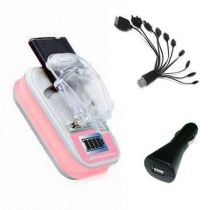 Ψηφιακός φορτιστής όλων των τύπων μπαταρίας κινητών με LCD οθόνη - Θύρα USB - Φορτιστής αυτοκινήτου - USB καλώδιο με όλους τους τύπους βυσμάτων κινητών τηλεφώνων