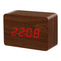 Ξύλινο επιτραπέζιο ρολόι με οθόνη LED - Θερμόμετρο - Ξυπνητήρι - Ημερολόγιο