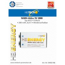 Heitech 04002186 Επαναφορτιζόμενη μπαταρία 6F22 9V E-Block 200 mAh 8.4 V
