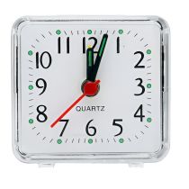 Επιτραπέζιο Αναλογικό Τετράγωνο Ρολόι-Ξυπνητήρι με μπαταρίες 6x5,5cm QUARTZ Διάφανο
