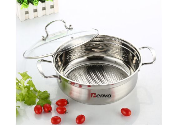 Κατσαρόλα με γυάλινο καπάκι 26 cm Stainless steel OEM Fenvo FHHG01