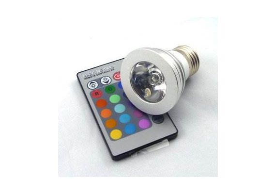 RGB Led Λάμπα E27 3Watt με τηλεχειριστήριο