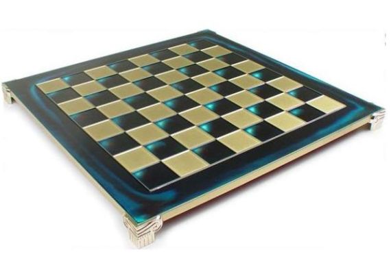 Σκακιέρα MANOPOULOS χάλκινη μπλε σμάλτο 28x28cm