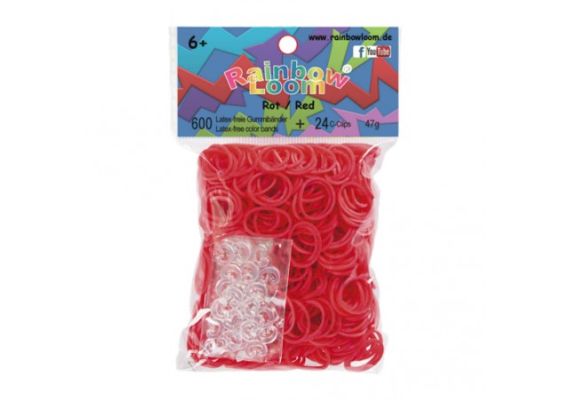 Κόκκινα λαστιχάκια για τον αργαλειό Rainbow Loom