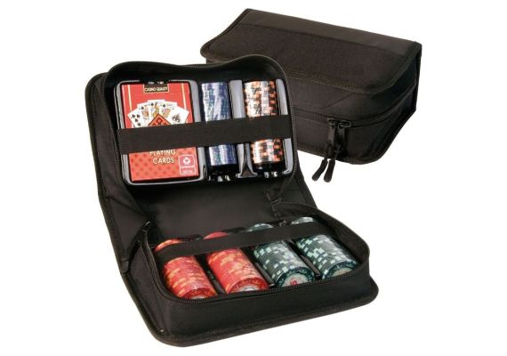 Ταξιδιωτικό σετ ποκερ με τράπουλα και 150 μάρκες Travel poket kit
