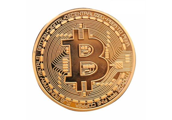 Μεταλλικό συλλεκτικό κέρμα Bitcoin BTC σε πλαστική θήκη