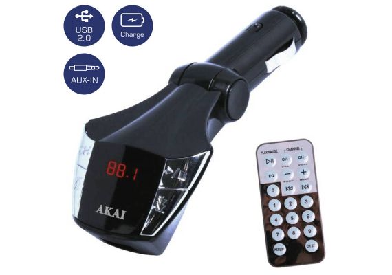 AKAI FMT-21 FM TRANSMITTER ΚΑΙ ΦΟΡΤΙΣΤΗΣ ΑΥΤΟΚΙΝΗΤΟΥ ΜΕ USB ΚΑΙ AUX-IN