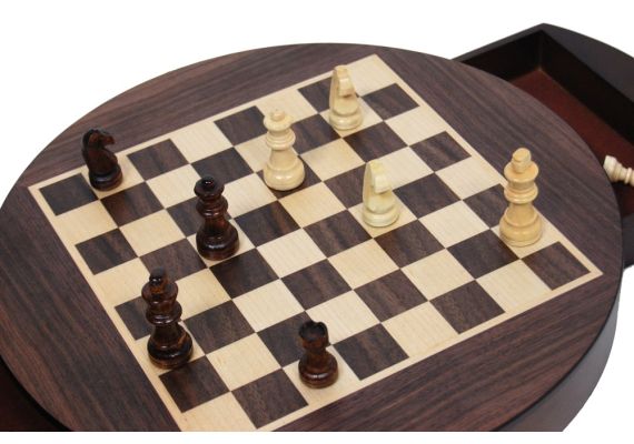 Σκάκι ξύλινο στρογγυλό μαγνητικό 20Χ20cm με πιόνια