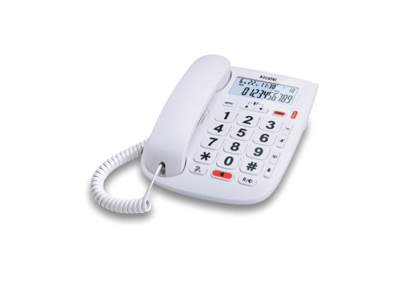 Ενσύρματο τηλέφωνο με αναγνώριση κλήσης και μεγάλα πλήκτρα Λευκό TMAX20