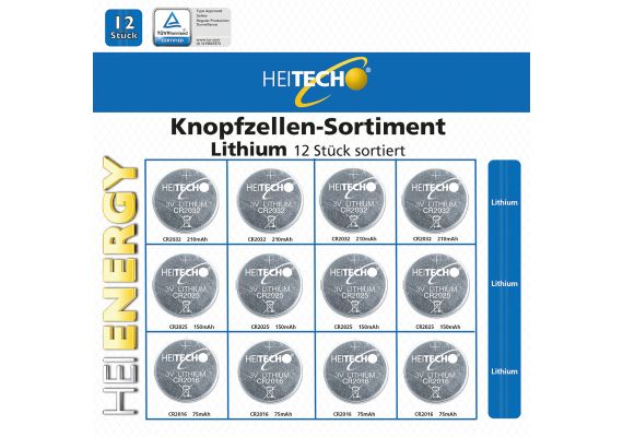 Heitech 04000384 Μπαταρίες λιθίου 12 τμχ 4 x CR 2032 – 4 x CR 2025 – 4 x CR 2016