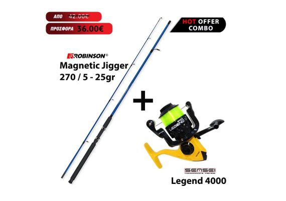 Combo Spinning Robinson Magnetic Jigger 270 / 5 - 25gr + Sensei Legend 4000