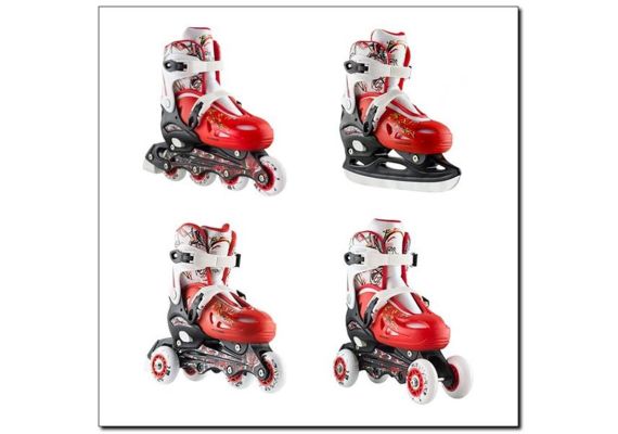 Αυξομειούμενα Πατίνια Roller INLINE/ICE-SKATES NILS EXTREME NH0320A 4 ΣΕ 1 Κόκκινο - SMALL (31-34)