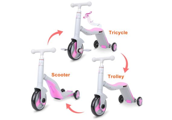 GC SCOOTER FUN HD 868 3 σε 1 Πολυμορφικό Γκρι/Ροζ