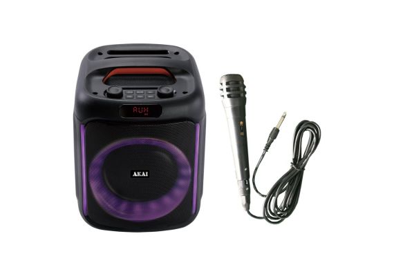 Akai ABTS-V20 Φορητό ηχείο με Bluetooth, USB, AUX-IN, κάρτα TF, FM, LED και ενσύρματο μικρόφωνο- 20W RMS