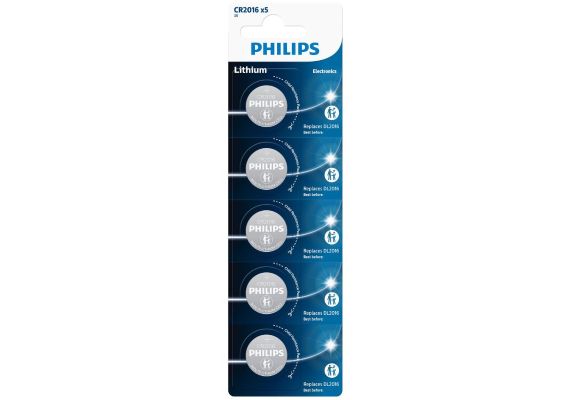 Philips CR2016P5/01GRS Μπαταρία λιθίου Βlister 5τεμ 75mAh 3 V