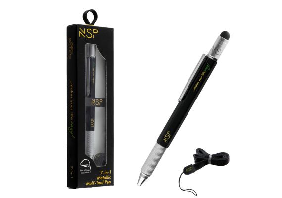 NSP PE-NS-NSP07IN1B Μαύρο μεταλλικό στυλό 7 σε 1 (8331046) με μαύρο μελάνι
