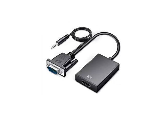 NSP N15 Μαύρος μετατροπέας (8336560) 3.5mm VGA αρσενικό σε HDMI θηλυκή θύρα 1920×1080