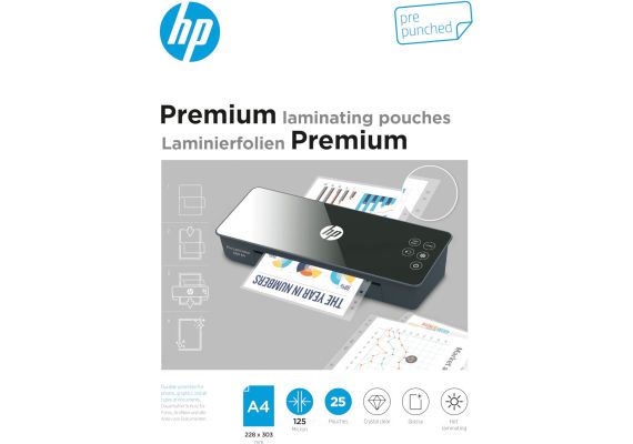 HP 9122 Premium φύλλα πλαστικοποίησης με τρύπες αρχειοθέτησης για Α4 – 125 microns – 25 τμχ