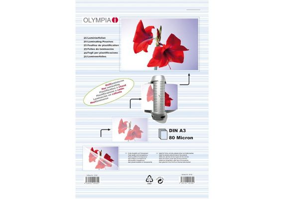 Olympia 9182 Φύλλα πλαστικοποίησης για Α3 σε κουτί 80 microns 25 τμχ