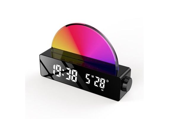 Επιτραπέζιο ψηφιακό ρολόι LED με ξυπνητήρι - Προσομοιωτής Ανατολής και Δύσης του Ηλίου - Με θύρα USB για φόρτιση συσκευών