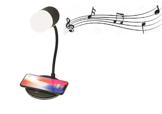 Ασύρματος φορτιστής κινητού - Εργονομικό πορτατίφ - Φωτιστικό γραφείου με ηχείο Bluetooth για απεριόριστη μουσική 3 σε 1