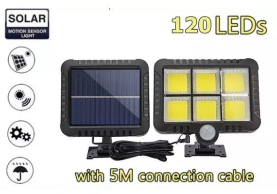 Ηλιακός προβολέας εξωτερικού χώρου IP 65 10W με 120 ισχυρά SMD LED και ανίχνευση κίνησης