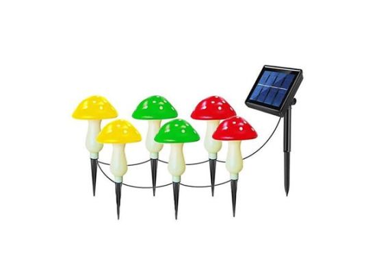 Ηλιακά φωτιστικά LED μανιτάρια (σετ 6 τμχ.)