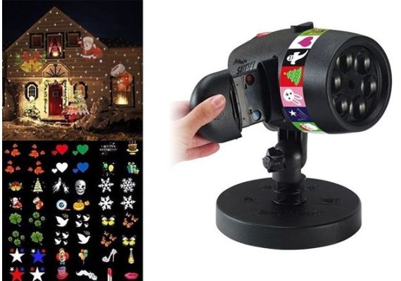 Φωτορυθμικό - Νυχτερινός Γιορτινός Φωτισμός με 12 Θέματα - Led Slides Projector για Χριστούγεννα, Πάσχα, Απόκριες, Άγιο Βαλεντίνο & Γενέθλια - Προβολέας Προτζέκτορας Σλάιντς